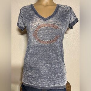 Touch by Alyssa Milano Chicago Bears Distressed Blue Tee with Glittering Logo
